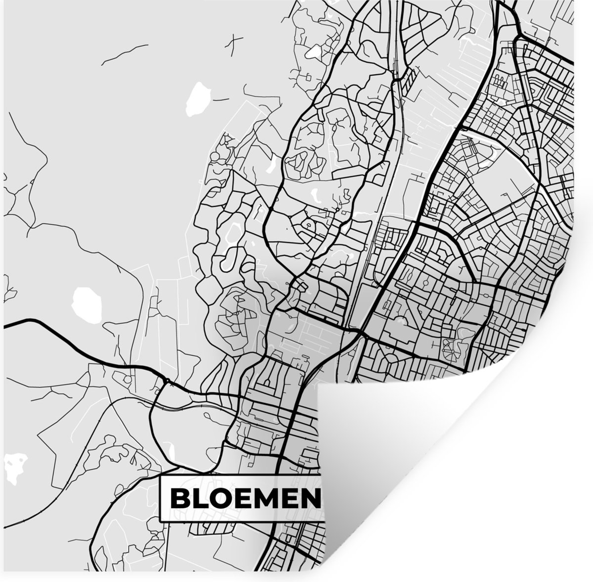 Muurstickers - Sticker Folie - Plattegrond - Bloemendaal - Kaart - Stadskaart - 30x30 cm -