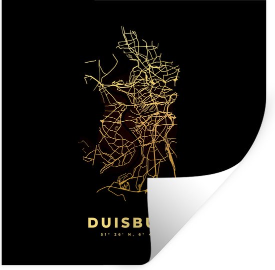 Stickers muraux - Carte - Duisburg - Or - Carte - Plan de la ville - 30x30 cm - Feuille adhésive