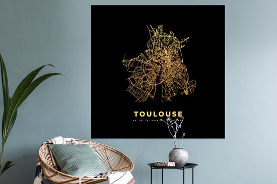 Stickers muraux - Toulouse - Carte - France - Plan de ville - Carte - 120x120 cm - Feuille adhésive XXL
