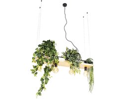 QAZQA shelf – Industriele Hanglamp eettafel voor boven de eettafel | in eetkamer – 4 lichts – L 100 cm – Zwart – Industrieel – Woonkamer