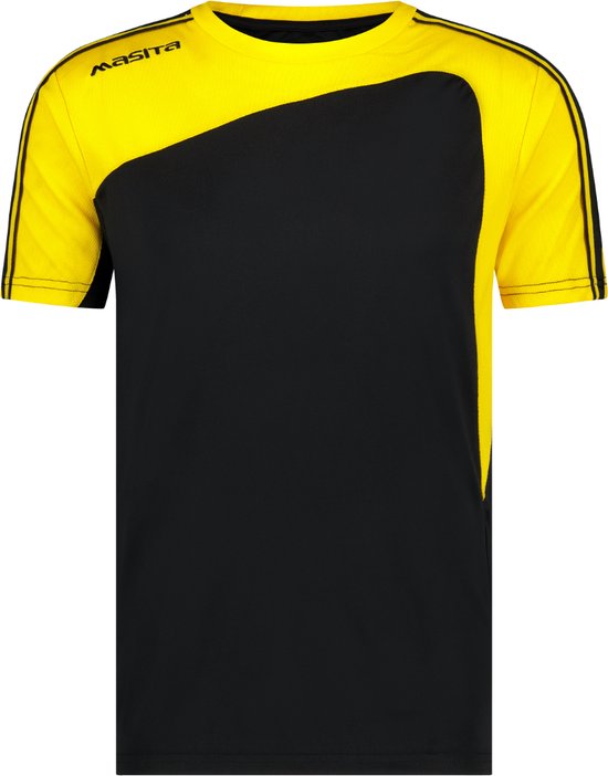 Masita | Sportshirt Forza - Licht Elastisch Polyester - Ademend Vochtregulerend - BLACK/YELLOW - L