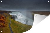 Vapeur d'eau de la cascade de Gullfoss en Islande Affiche de jardin 120x80 cm - Toile de jardin / Toile d'extérieur / Peintures pour l'extérieur (décoration de jardin)