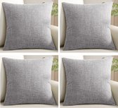 Kussenhoes - Kussenhoes Vierkantjes - Pillow cover - 45 x 45cm - Grijs - 4Stuks