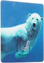 ophanghaak Magic Hook ijsbeer 8 x 1,5 x 9 cm blauw/wit