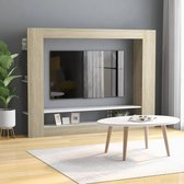 vidaXL Tv-meubel 152x22x113 cm spaanplaat wit en sonoma eikenkleurig