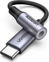 UGREEN USB-C naar 3.5mm Jack Headset Adapter met DAC Chip voor Samsung Galaxy S22, S21, S20 series Grijs