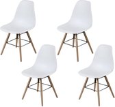 Set van 4 witte stoelen met houten poten - L 47 x D 52 x H 83 cm - OLAF