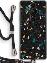 Case Company® - Sony Xperia Pro-I hoesje met Koord - Terrazzo N°10 - Telefoonhoesje met Zwart Koord - Bescherming aan alle Kanten en Over de Schermrand