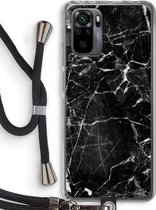Case Company® - Xiaomi Redmi Note 10 Pro hoesje met Koord - Zwart Marmer - Telefoonhoesje met Zwart Koord - Bescherming aan alle Kanten en Over de Schermrand