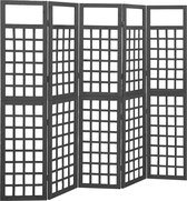vidaXL Kamerscherm/trellis met 5 panelen 201,5x180 cm vurenhout zwart