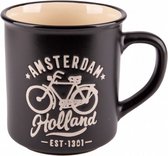 mok Amsterdam Holland 10 cm 300 ml keramiek crÃ¨me/zwart