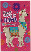 schilderij Llama 40 x 24 x 1 cm hout roze