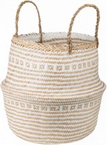 mand Belly 40 x 36 cm zeegras/papier beige maat l