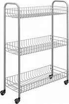 badkamer-/keukentrolley Slim 84 x 56 cm staal zilver