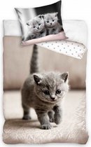 dekbedovertrek Kittens junior 140 x 200/70 cm katoen beige