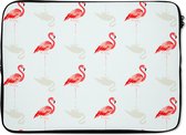 Laptophoes 14 inch - Flamingo - Dieren - Patronen - Laptop sleeve - Binnenmaat 34x23,5 cm - Zwarte achterkant