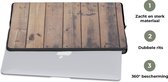 Laptophoes 17 inch - Structuur van verweerde planken - Laptop sleeve - Binnenmaat 42,5x30 cm - Zwarte achterkant