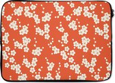 Laptophoes 14 inch - Sakura - Bloemen - Patroon - Japan - Laptop sleeve - Binnenmaat 34x23,5 cm - Zwarte achterkant