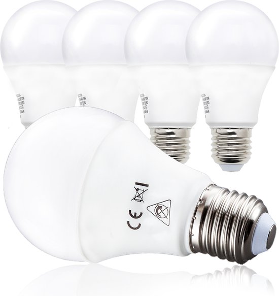 B.K.Licht - Ampoules LED - éclairage E27 - A60 - 9W - 2700K - lumière blanche chaude - lot de 5