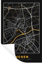Muurstickers - Sticker Folie - Menen - Stadskaart - Goud - Plattegrond - Kaart - 60x90 cm - Plakfolie - Muurstickers Kinderkamer - Zelfklevend Behang - Zelfklevend behangpapier - Stickerfolie