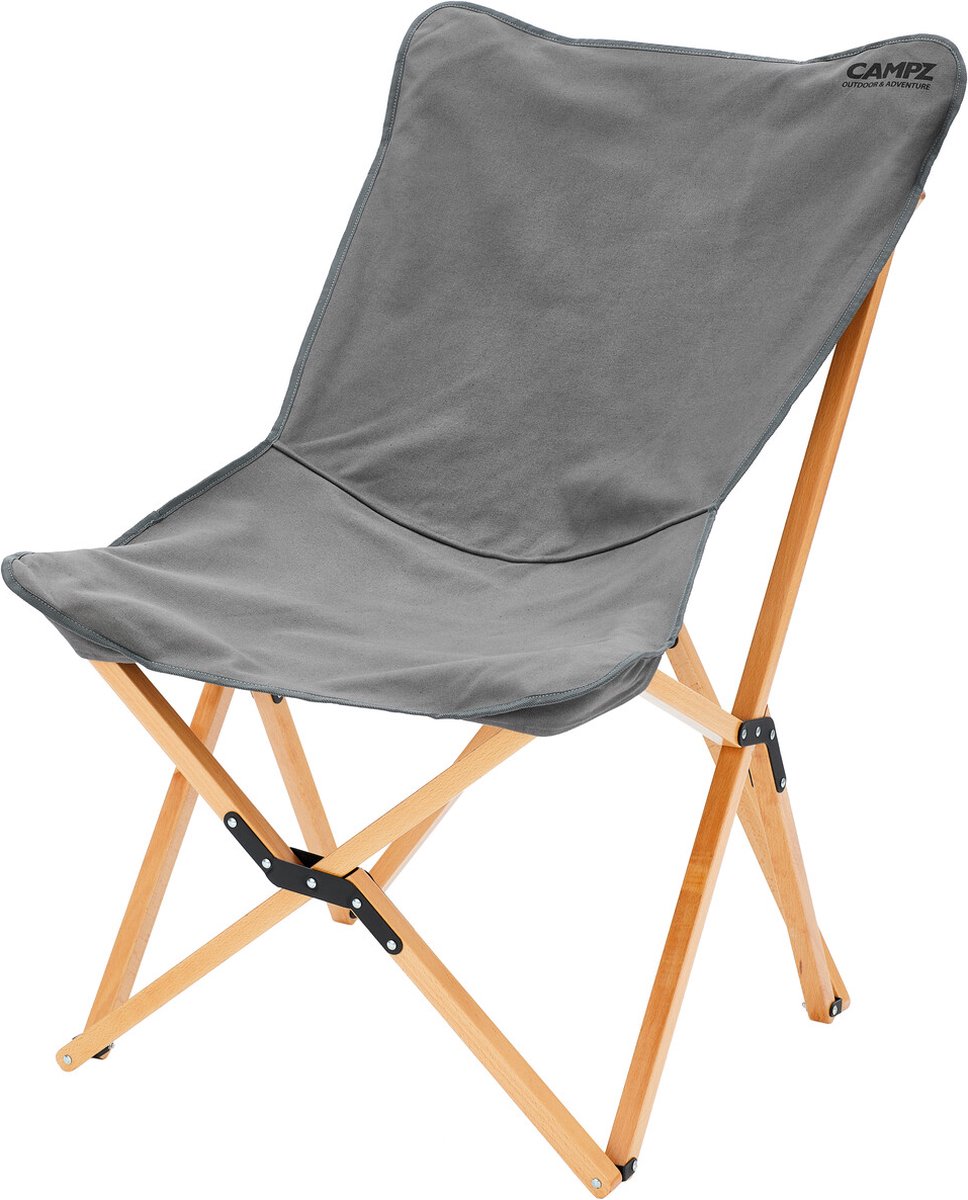CAMPZ Vouwstoel van beukenhout XL, bruin/grijs