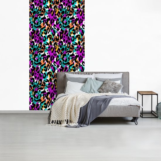Behang - Fotobehang Regenboog - Panter - Patronen - Breedte 120 cm x hoogte 240 cm