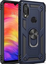 Apple iPhone X/XS Blauw Shockproof Militairy Hybrid Armour Case Hoesje Met Kickstand Ring - Apple iPhone X/XS - Extreem Stevige Anti-Shock Hard Rugged Cover Bumper Hoes Met Magnetische Ringhouder - Stevige Shock Proof Backcover - Zwart