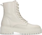 Manfield - Dames - Off white leren veterboots - Maat 37