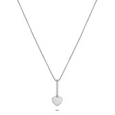 Twice As Nice Halsketting in zilver, hart, 6 zirkonia 40 cm+5 cm