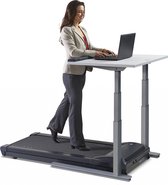 Treadmill Desk TR1200-DT7 avec bureau réglable en hauteur électroniquement. Bureau Grijs de 152,4 cm (60 ") de large et base en métal noir.