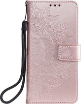 Shop4 - Samsung Galaxy A53 Hoesje - Wallet Case met Pasjeshouder Mandala Patroon Rosé Goud