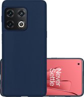 Hoes Geschikt voor OnePlus 10 Pro Hoesje Cover Siliconen Back Case Hoes - Donkerblauw