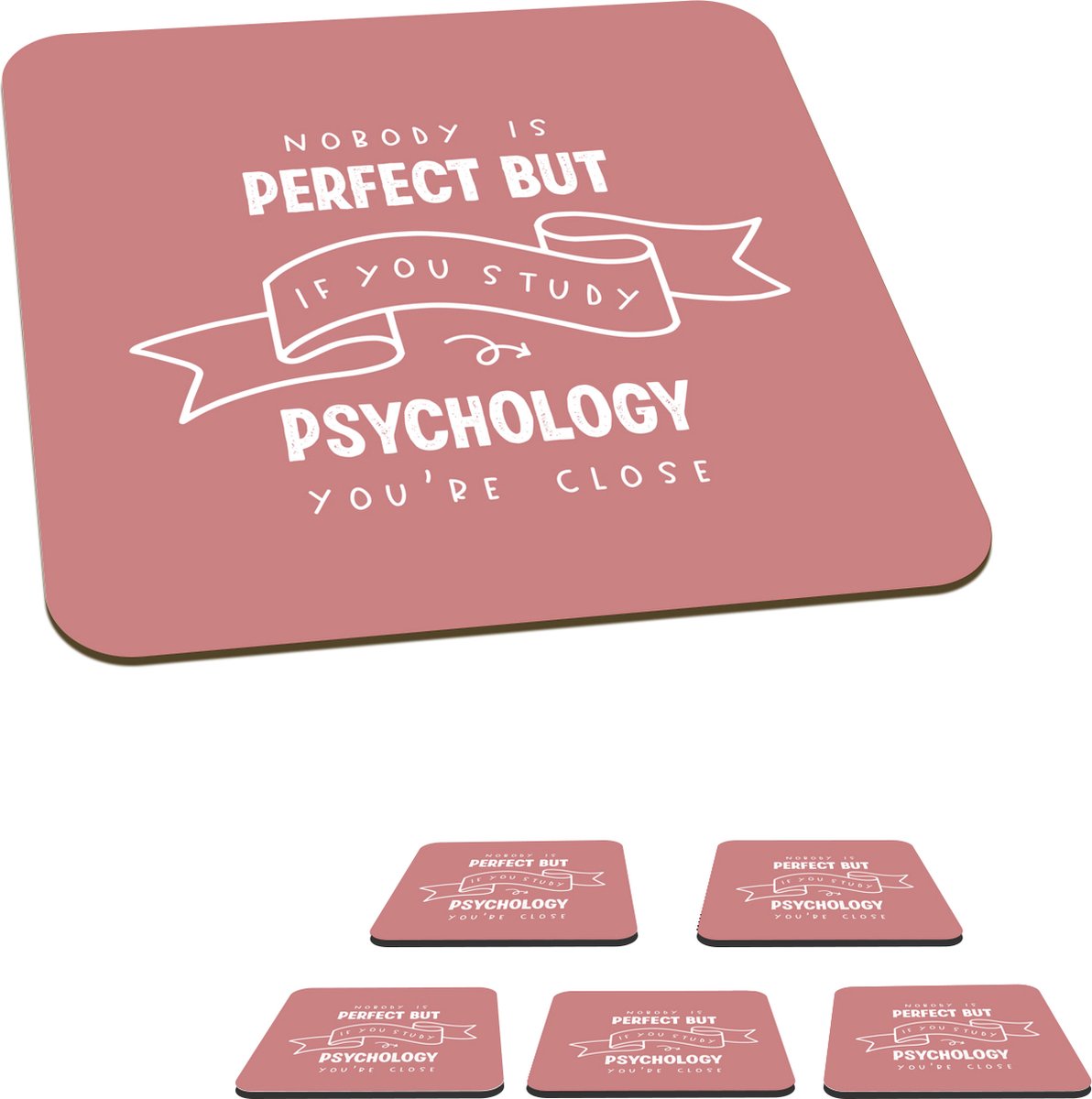 Onderzetters voor glazen - Psychology - Quotes - Student - 10x10 cm - Glasonderzetters - 6 stuks