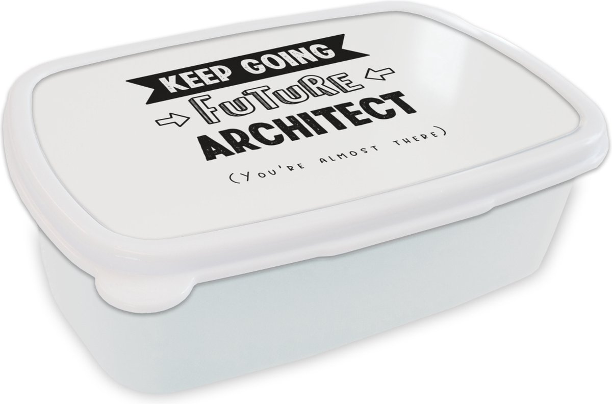 Broodtrommel Wit - Lunchbox - Brooddoos - Quote - Architect - Studeren - 18x12x6 cm - Volwassenen