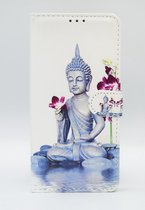 P.C.K. Hoesje/Boekhoesje/Bookcase Buddha print geschikt voor Samsung Galaxy S21 ULTRA MET Glasfolie