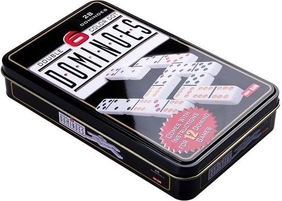 Afbeelding van het spel Domino spel - in metalen doos - 28 domino stenen - 2-4 spelers