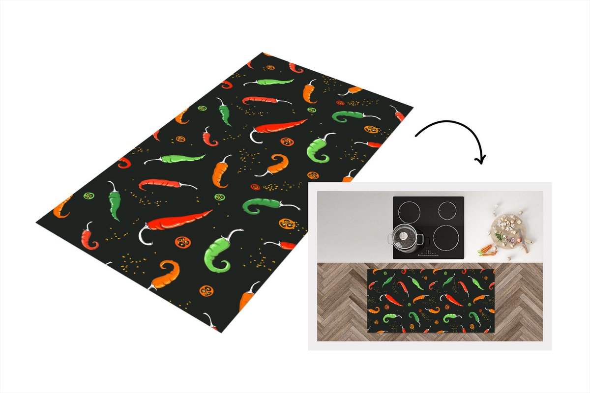 KitchenYeah Keukenloper - Loper keuken - Peper - Patronen - Zaden - Keukenloper vinyl multicolor, foto 5