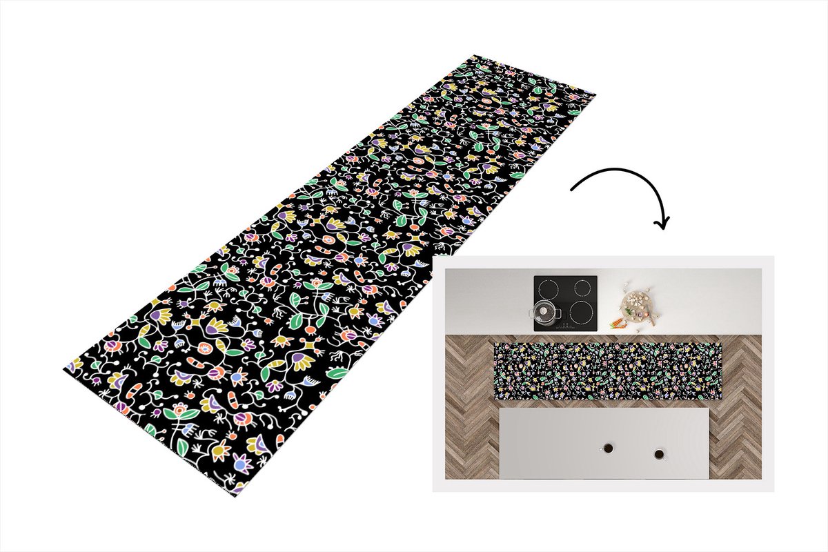 KitchenYeah Keukenloper - Loper keuken - Patronen - Bloemen - Lente - 240x60 cm - Keukenloper vinyl Multicolor