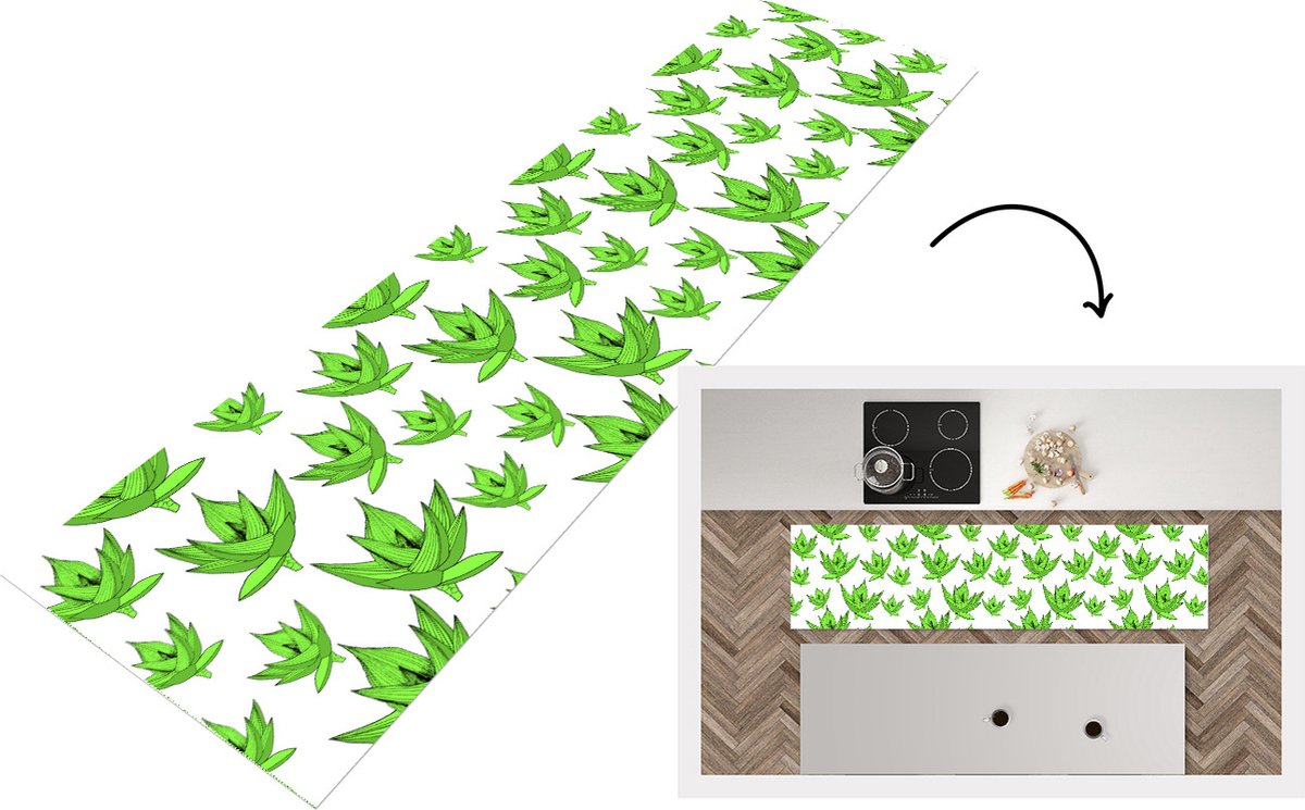 KitchenYeah Keukenloper - Loper keuken - Aloë Vera - Patronen - Planten - Keukenloper vinyl multicolor, foto 3