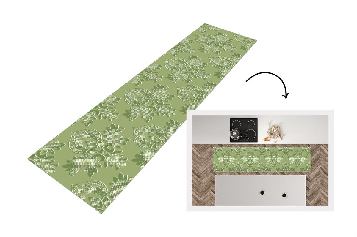 KitchenYeah Keukenloper - Loper keuken - Psychedelisch - Bladeren - Groen - Vintage - Design - Keukenloper vinyl, foto 7