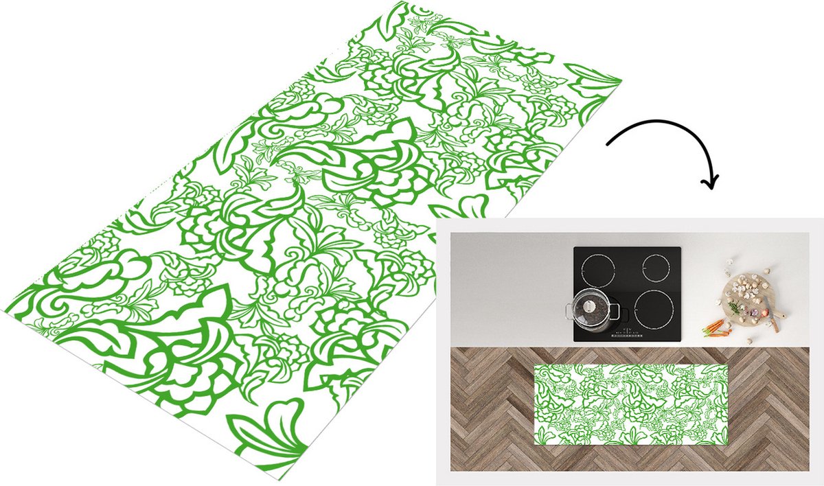 KitchenYeah Keukenloper - Loper keuken - Planten - Orientalism - Patroon - 120x50 cm - Keukenloper vinyl Multicolor