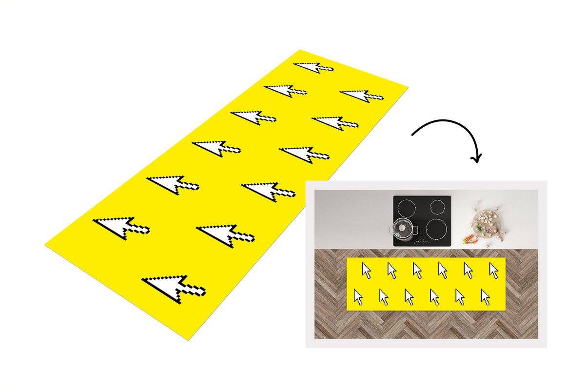 KitchenYeah Keukenloper - Loper keuken - Muis - Patronen - Computer - 150x50 cm - Keukenloper vinyl Multicolor