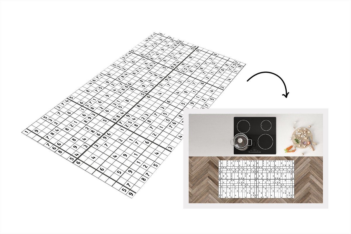 KitchenYeah Keukenloper - Loper keuken - Sudoku - Puzzel - Patroon - 120x60 cm - Keukenloper vinyl Multicolor