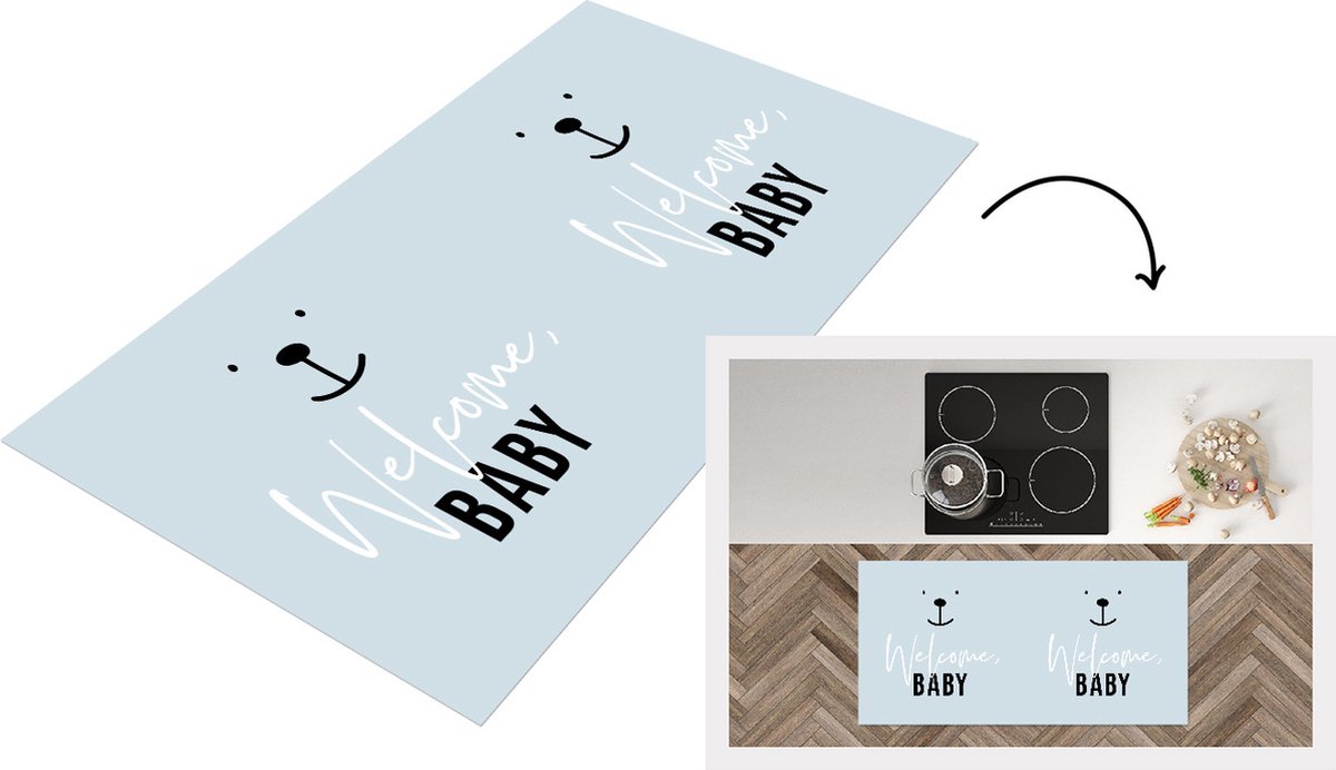 KitchenYeah Keukenloper - Loper keuken - Quotes - Welcome baby - Kinderen - Spreuken - 120x60 cm - Keukenloper vinyl Multicolor