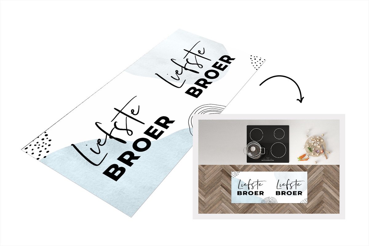 KitchenYeah Keukenloper - Loper keuken - Quotes - Broer - Liefde - 120x50 cm - Keukenloper vinyl Multicolor
