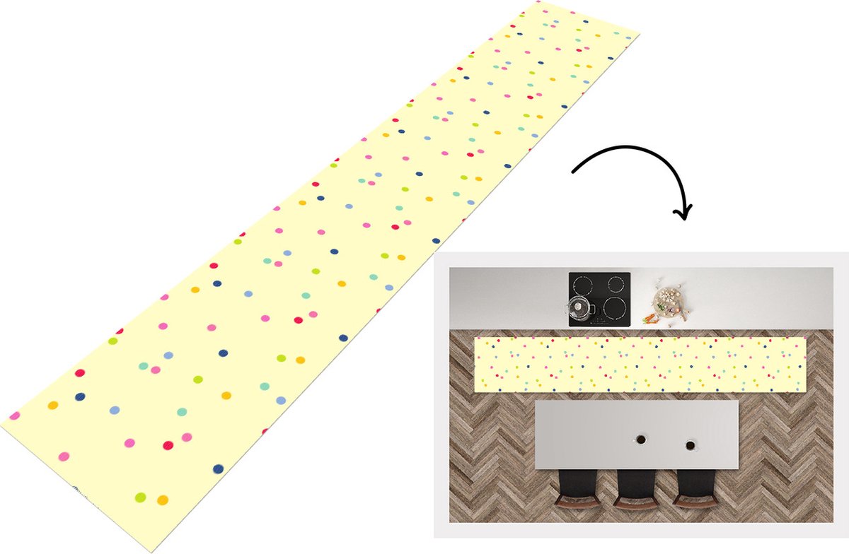 KitchenYeah Keukenloper - Loper keuken - Confetti - Patronen - Pastel - 300x50 cm - Keukenloper vinyl Multicolor