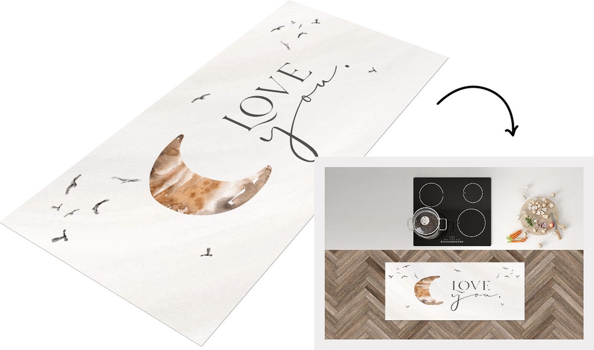 KitchenYeah Keukenloper - Loper keuken - Spreuken - Kinderen - Quotes - Love you - 120x50 cm - Keukenloper vinyl Multicolor