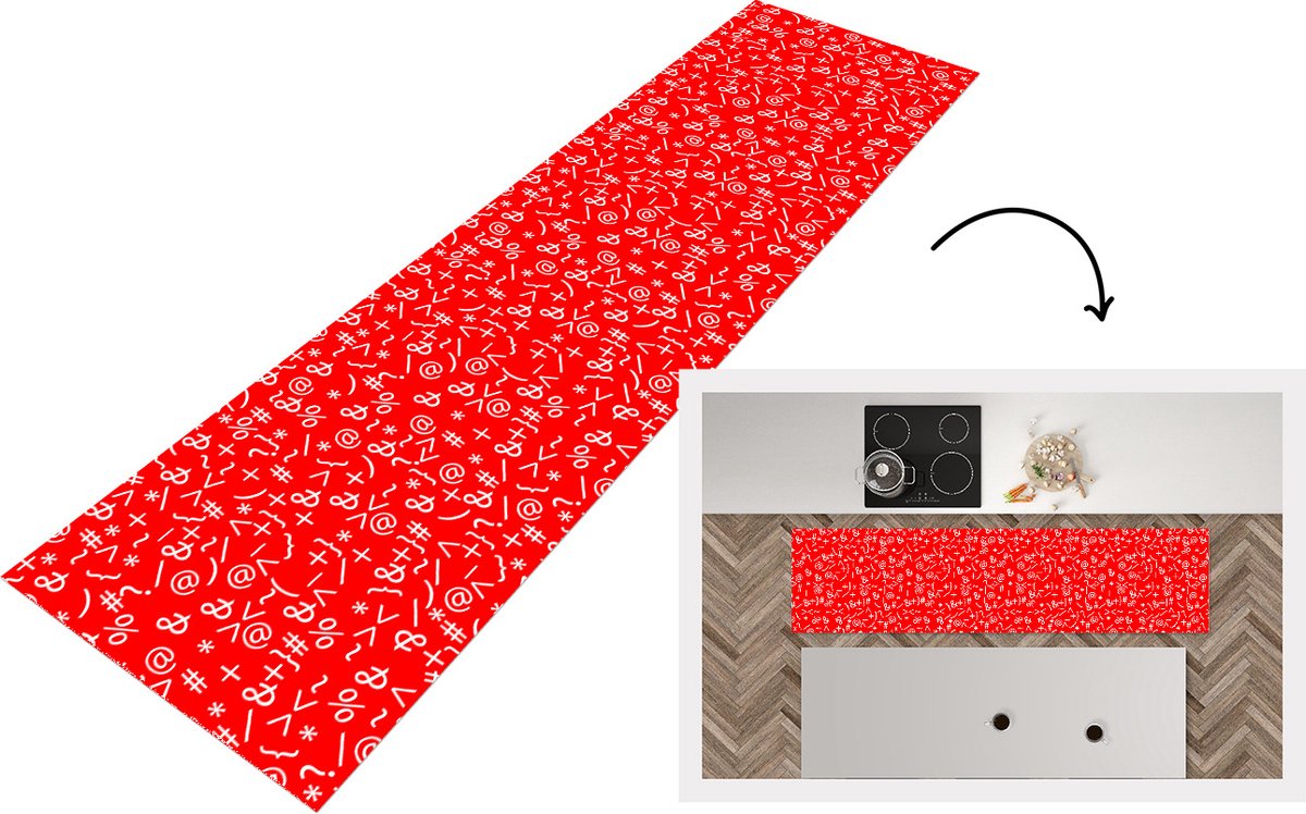 KitchenYeah Keukenloper - Loper keuken - Wiskunde - Nummers - Cijfers - Patronen - 200x50 cm - Keukenloper vinyl Multicolor