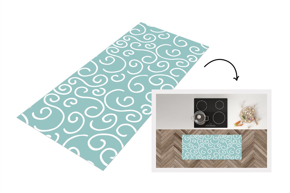 KitchenYeah Keukenloper - Loper keuken - Patroon - Strand - Zee - Abstract - 120x50 cm - Keukenloper vinyl Multicolor