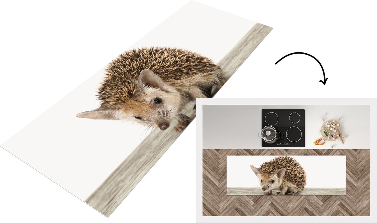 KitchenYeah Keukenloper - Loper keuken - Babykamer - Baby Egeltje - Kinderkamer - Jongenskamer - Meisjeskamer - 150x50 cm - Keukenloper vinyl Multicolor